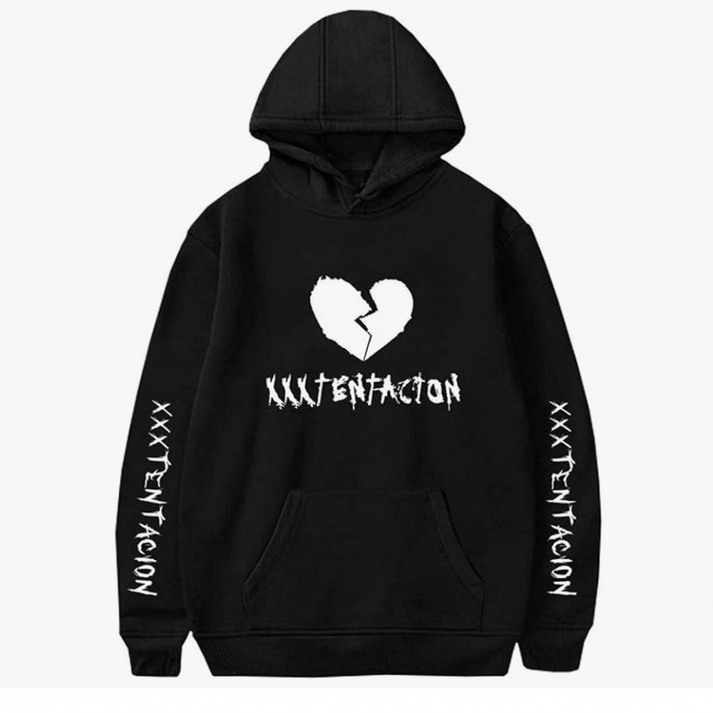XXXTentacion Broken Heart Black Graphic Hoodie – Size XL